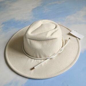 Elegant Cream Hat with Braided Detail